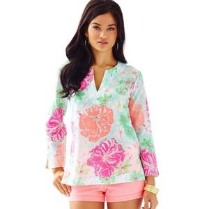 Lilly Pulitzer Amelia Island Tunic Poolside Blue Beach Walk XS NWT